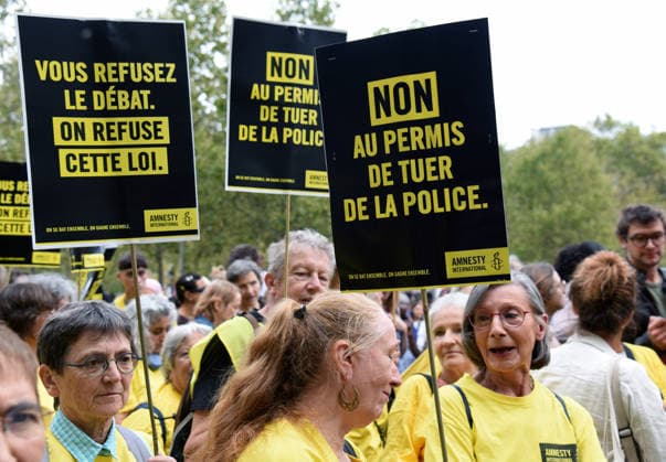 Demonstration Against Police Violences and Impunity - Paris March against the bill dubbed the permis de tuer (license to kill), which would grant police and gendarmes a presumption of legitimate self-defence when using firearms, called by a coalition including Amnesty International France, the Ligue des droits de l Homme (Human Rights League) and the SAVE collective, in Paris, on September 20, 2026. Photo by Alain Apaydin ABACAPRESS.COM Paris France  Copyright: xApaydinxAlain ABACAx