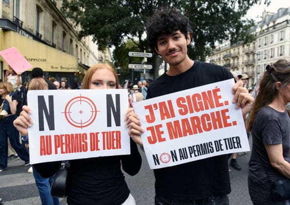 Demonstration Against Police Violences and Impunity - Paris March against the bill dubbed the permis de tuer (license to kill), which would grant police and gendarmes a presumption of legitimate self-defence when using firearms, called by a coalition including Amnesty International France, the Ligue des droits de l Homme (Human Rights League) and the SAVE collective, in Paris, on September 20, 2026. Photo by Alain Apaydin ABACAPRESS.COM Paris France  Copyright: xApaydinxAlain ABACAx