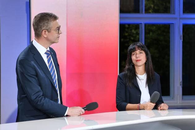 Berlin, Germany, September 20, 2026 Berlin House of Representatives 2026 Election Stefan Evers (CDU) and Elif Eralp (The Left) on ARD Copyright: xdtsxNachrichtenagenturx dts_135446