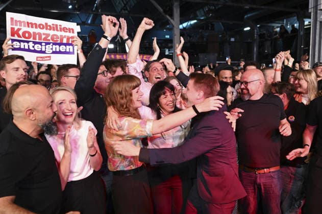 Elif Eralp s Left Party on course for historic win in German capital BERLIN, GERMANY - SEPTEMBER 20: Die Linke (The Left Party) lead candidate for Berlin Governing Mayor Elif Eralp celebrates with party supporters at the party headquarters, Karl-Liebknecht-Haus, in Berlin, Germany, on September 20, 2026. According to initial exit polls in the Berlin House of Representatives (Abgeordnetenhaus) election, Die Linke secured first place with 24.5 percent of the vote. Halil Sagirkaya Anadolu Berlin Germany. Editorial use only. Please get in touch for any other usage.  Copyright: x2026xAnadoluxHalilxSagirkayax