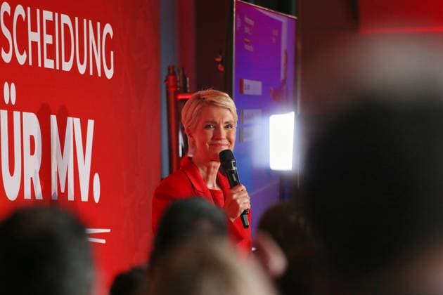 Schwerin, Mecklenburg-Western Pomerania, Germany, September 20, 2026 Orangery at Schwerin Castle SPD election party for the 2026 state election in Mecklenburg-Western Pomerania Manuela Schwesig at the SPD election party Copyright: xdtsxNachrichtenagenturx dts_135470