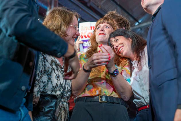 Elif Eralp, EUR, Germany, Berlin, September 20, 2026: Election party for the Left Party in Kreuzberg. Lead candidate Elif Eralp is ahead in the polls for the Berlin House of Representatives election. The Left Party is the clear winner of the election.