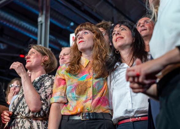 Elif Eralp, EUR, Germany, Berlin, September 20, 2026: Election party for the Left Party in Kreuzberg. Lead candidate Elif Eralp is ahead in the polls for the Berlin House of Representatives election. The Left Party is the clear winner of the election.
