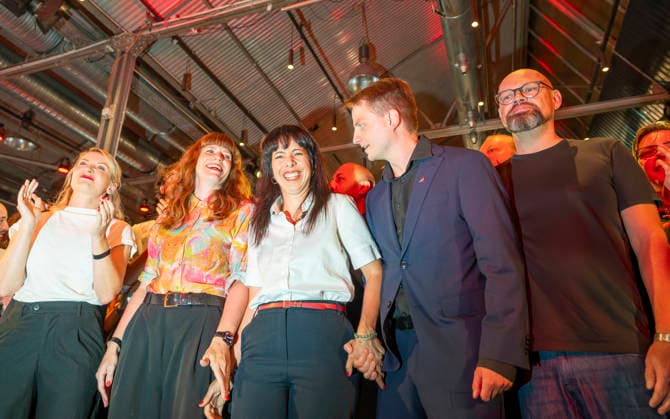 Elif Eralp EUR, Germany, Berlin, September 20, 2026: Election party for the Left Party in Kreuzberg. Lead candidate Elif Eralp is ahead in the polls for the Berlin House of Representatives election. The Left Party is the clear winner of the election.