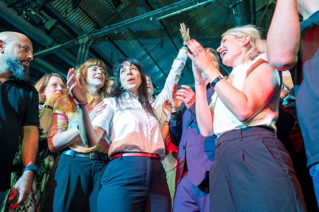 Elif Eralp EUR, Germany, Berlin, September 20, 2026: Election party for the Left Party in Kreuzberg. Lead candidate Elif Eralp is ahead in the polls for the Berlin House of Representatives election. The Left Party is the clear winner of the election.