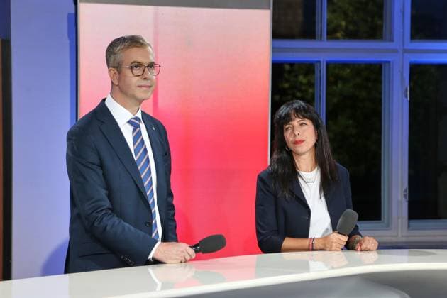 Berlin, Germany, September 20, 2026 Berlin House of Representatives 2026 Election Stefan Evers (CDU) and Elif Eralp (The Left) on ARD Copyright: xdtsxNachrichtenagenturx dts_135491