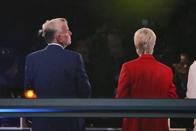 Schwerin, Mecklenburg-Western Pomerania, Germany, September 20, 2026; Schwerin Castle; 2026 State Election in Mecklenburg-Western Pomerania; Leif Erik Holm (AfD) and Minister-President Manuela Schwesig (SPD) in a joint TV interview on election night Copyright: xdtsxNachrichtenagenturx dts_135543