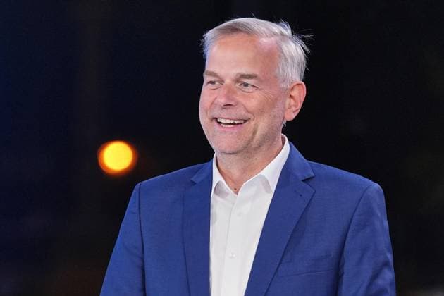 Schwerin, Mecklenburg-Western Pomerania, Germany, September 20, 2026 Campaign studio in front of Schwerin Castle, 2026 state election in Mecklenburg-Western Pomerania, Leif Erik Holm, AfD. Photo by Marcus Brandt, Pool Copyright: xMarcusxBrandt,xPool dtsxNachrichtenagenturx dts_135554