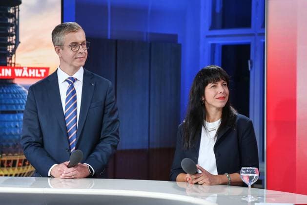 Berlin, Germany, September 20, 2026 Berlin House of Representatives 2026 Election Stefan Evers (CDU) and Elif Eralp (The Left) on ARD Copyright: xdtsxNachrichtenagenturx dts_135565