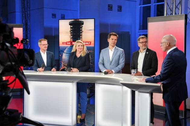 Berlin, Germany, September 20, 2026 Berlin House of Representatives Election 2026 Alexander King (BSW), Kristin Brinker (AfD), Steffen Krach (SPD), and Werner Graf (Greens) Copyright: xdtsxNachrichtenagenturx dts_135606