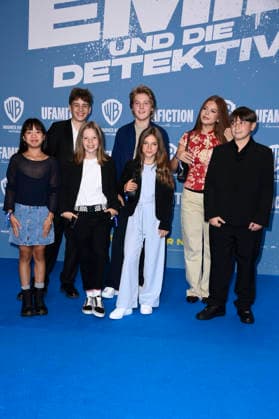 Ai Vy Bui, Nicholas Jonah Peter, Bela Louis Plass, Camille Moltzen, Lara Toni Lüdders, Zahide Kayaci, and Kilian Kasa at the premiere of the movie *Emil and the Detectives* at the KulturBrauerei Berlin cinema, September 20, 2026 Foto:xN.xKubelkax xFuturexImagex emil_6953