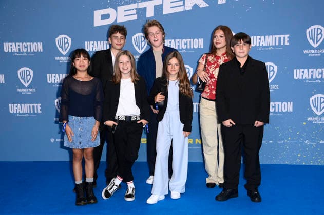 Ai Vy Bui, Nicholas Jonah Peter, Bela Louis Plass, Camille Moltzen, Lara Toni Lüdders, Zahide Kayaci, and Kilian Kasa at the premiere of the movie *Emil and the Detectives* at the KulturBrauerei Berlin cinema, September 20, 2026 Foto:xN.xKubelkax xFuturexImagex emil_6955