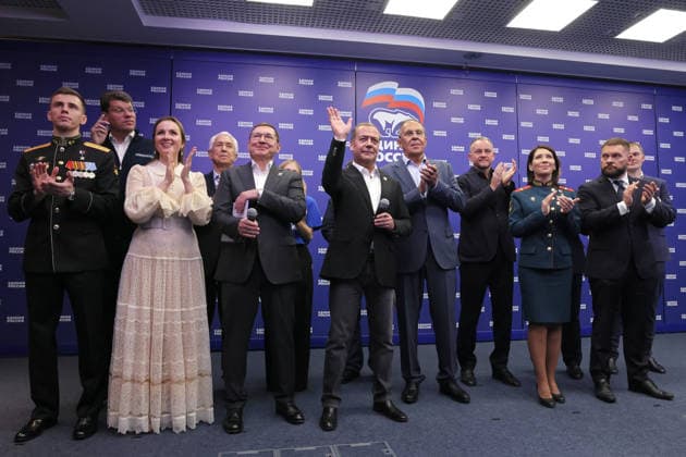Russia Parliamentary Election Parties Preliminary Results 9248251 20.09.2026 Chief of the General Staff of the All-Russian Military-Patriotic Public Movement Yunarmiya Vladislav Golovin, United Russia s Supreme Council Bureau Executive Secretary Denis Kravchenko, Presidential Commissioner for Children s Rights Maria Lvova-Belova, head of the United Russia faction in the eighth State Duma Vladimir Vasilyev, United Russia s General Council Secretary Vladimir Yakushev, Deputy Chairman of the Russian Security Council and leader of the United Russia political party Dmitry Medvedev, Foreign â Minister Sergey Lavrov, United Russia s General Council Deputy Secretary Alexander Sidyakin, nurse and veteran of Russia s military operation in Ukraine Ly  Copyright: xEkaterinaxShtukinax