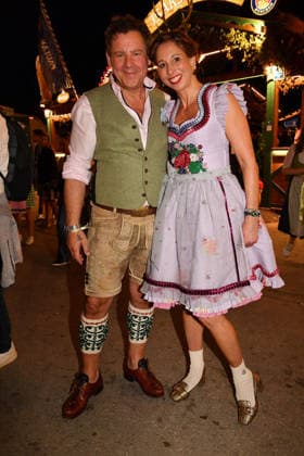 Andreas Meister and Lola Paltinger during the 2026 Oktoberfest in front of the Almauftrieb at Theresienwiese on September 20, 2026, in Munich, Germany; Oktoberfest: the Almauftrieb at Theresienwiese in Munich, Germany