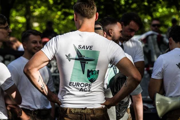 September 20, 2026, Munich, Bavaria, Germany: Coinciding with Oktoberfest, a group of right-extremists from the Identitaere Bewegung held a rally under the Banner of the Save Europe Act which includes, according to them, guidelines for the so-called Remigration. Some members discussed Remigration to include non-native born Germans, as they feel they can never be German, even if they hit all integration points. Critics in Germany see it as eyebrow-raising that the Identitaere leader, Martin Sellner, is an Austrian that is essentially making German policy and can play a greater role in government should the AfD take power. Munich Germany - ZUMAb160 20260920_abp_b160_015 Copyright: xSachellexBabbarx