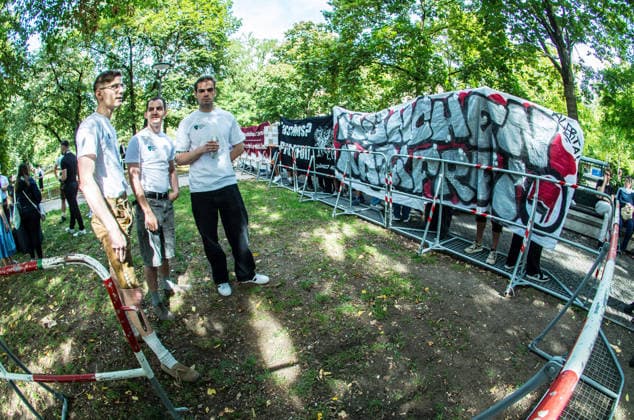 September 20, 2026, Munich, Bavaria, Germany: Coinciding with Oktoberfest, a group of right-extremists from the Identitaere Bewegung held a rally under the Banner of the Save Europe Act which includes, according to them, guidelines for the so-called Remigration. Some members discussed Remigration to include non-native born Germans, as they feel they can never be German, even if they hit all integration points. Critics in Germany see it as eyebrow-raising that the Identitaere leader, Martin Sellner, is an Austrian that is essentially making German policy and can play a greater role in government should the AfD take power. Munich Germany - ZUMAb160 20260920_abp_b160_002 Copyright: xSachellexBabbarx
