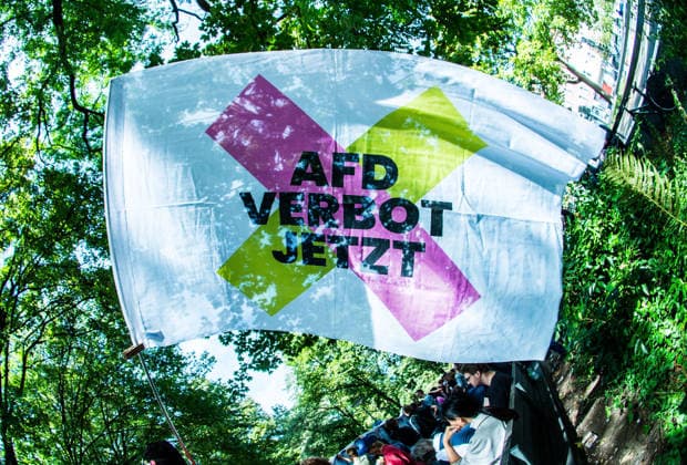 September 20, 2026, Munich, Bavaria, Germany: Coinciding with Oktoberfest, a group of right-extremists from the Identitaere Bewegung held a rally under the Banner of the Save Europe Act which includes, according to them, guidelines for the so-called Remigration. Some members discussed Remigration to include non-native born Germans, as they feel they can never be German, even if they hit all integration points. Critics in Germany see it as eyebrow-raising that the Identitaere leader, Martin Sellner, is an Austrian that is essentially making German policy and can play a greater role in government should the AfD take power. Munich Germany - ZUMAb160 20260920_abp_b160_004 Copyright: xSachellexBabbarx