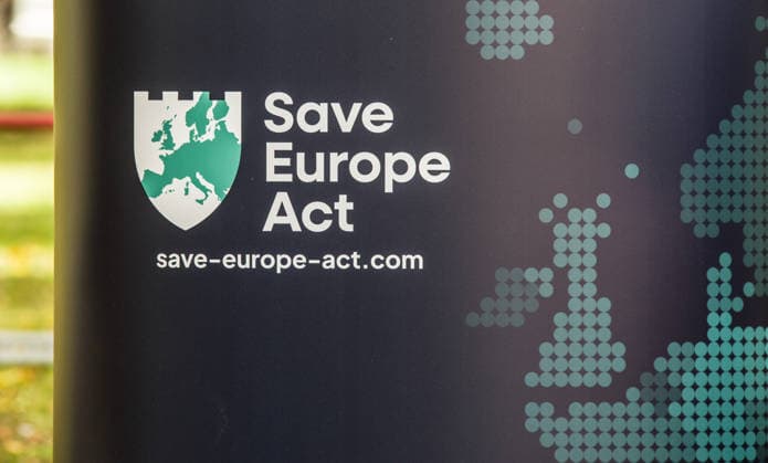 September 20, 2026, Munich, Bavaria, Germany: Coinciding with Oktoberfest, a group of right-extremists from the Identitaere Bewegung held a rally under the Banner of the Save Europe Act which includes, according to them, guidelines for the so-called Remigration. Some members discussed Remigration to include non-native born Germans, as they feel they can never be German, even if they hit all integration points. Critics in Germany see it as eyebrow-raising that the Identitaere leader, Martin Sellner, is an Austrian that is essentially making German policy and can play a greater role in government should the AfD take power. Munich Germany - ZUMAb160 20260920_abp_b160_026 Copyright: xSachellexBabbarx