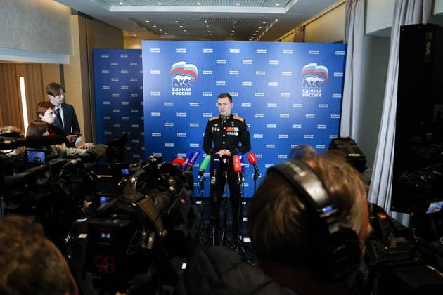 RUSSIA, MOSCOW - SEPTEMBER 20, 2026: Yunarmia Main Office Head Vladislav Golovin talks to journalists at the United Russia Party s Central Executive Committee office during a meeting to discuss preliminary results of the 2026 Russian State Duma election. During the 2026 Single Voting Day, which lasted from 18 to 20 September, Russian citizens went to the polls to elect members of the Russian State Duma of the 9th convocation, as well as to vote in regional parliamentary and local government elections. Mikhail Tereshchenko TASS  98038002