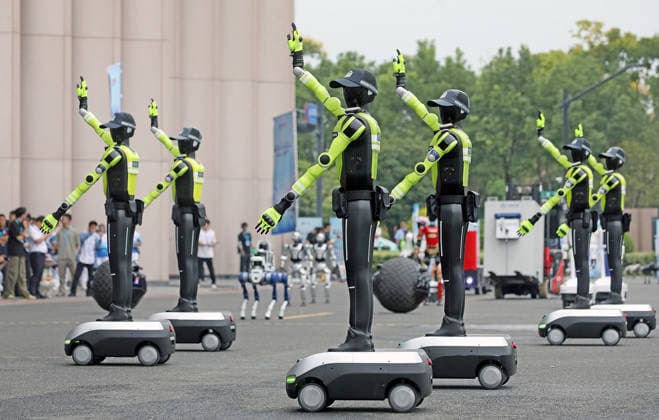 HANGZHOU, CHINA - SEPTEMBER 20: The first intelligent robot application skills exhibition is held on September 20, 2026 in Hangzhou, Zhejiang Province of China. The event showcases the latest applications and skills in the field of intelligent robotics.  Copyright: xVCGx 111668225072