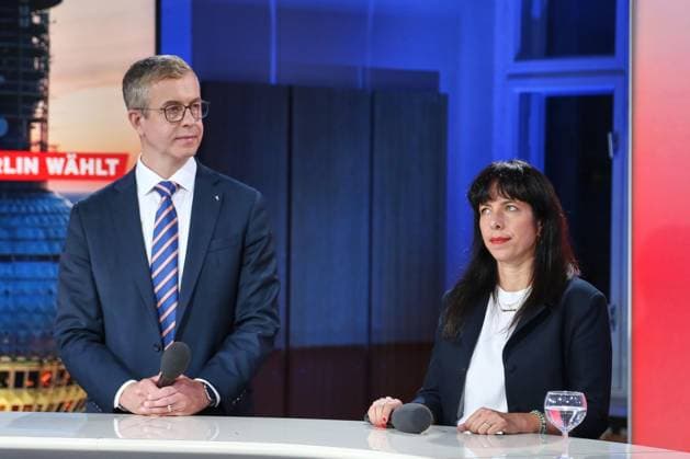 Berlin, Germany, September 20, 2026 Berlin House of Representatives 2026 Election Stefan Evers (CDU) and Elif Eralp (The Left) on ARD Copyright: xdtsxNachrichtenagenturx dts_135564