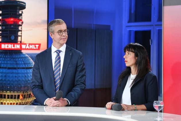 Berlin, Germany, September 20, 2026 Berlin House of Representatives 2026 Election Stefan Evers (CDU) and Elif Eralp (The Left) on ARD Copyright: xdtsxNachrichtenagenturx dts_135562