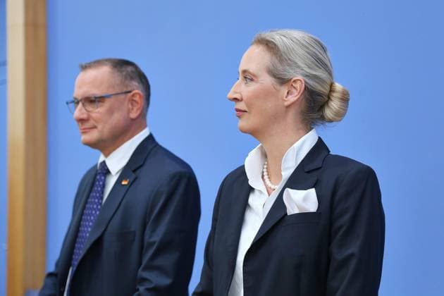 Berlin, Germany, September 21, 2026 Federal Press Conference: AfD—The Impact of the State Elections in Berlin and Mecklenburg-Western Pomerania on Federal Politics AfD Chairpersons Tino Chrupalla and Alice Weidel Copyright: xdtsxNachrichtenagenturx dts_135641