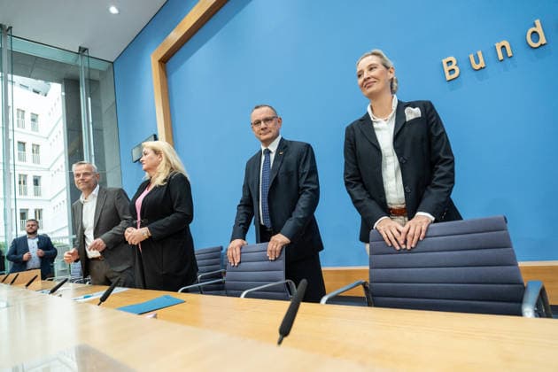 Alice Weidel, Federal Chairwoman of the AfD, during the Federal Press Conference in Berlin—a post-election analysis following the state elections in Mecklenburg-Western Pomerania and Berlin—Berlin, Germany, House of the Federal Press Conference