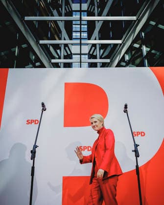 Manuela Schwesig, Minister-President and the SPD’s lead candidate for the state election in Mecklenburg-Western Pomerania, photographed during a press conference in response to the state election in Mecklenburg-Weste Copyright: xFlorianxGaertnerx