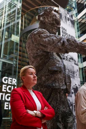 Franziska Giffey at the press conference following the state elections in Berlin and Mecklenburg-Western Pomerania at the Willy Brandt House on September 21, 2026; SPD leadership at the press conference following the state elections in Berlin