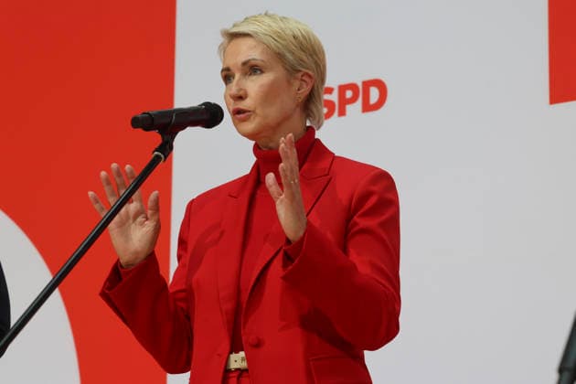 Manuela Schwesig at the press conference following the state elections in Berlin and Mecklenburg-Western Pomerania at the Willy Brandt House on September 21, 2026; SPD leadership at the press conference following the state elections in Berlin