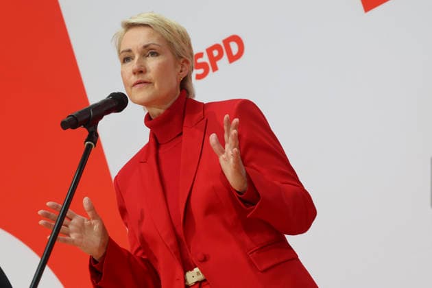 Manuela Schwesig at the press conference following the state elections in Berlin and Mecklenburg-Western Pomerania at the Willy Brandt House on September 21, 2026; SPD leadership at the press conference following the state elections in Berlin