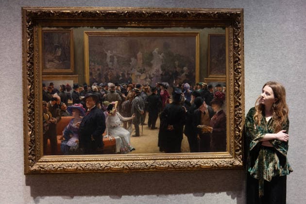 Bonhams 19th Century and British Impressionist Art Sale Photocall at Bonhams, London, UK - 21 September 2026 A staff member views Au Salon des Artistes Francais en 1911 by Henri Adolphe Laissement (est. Â£100k - Â£150k) which is to go on auction at Bonhams 19th Century and British Impressionist Art Sale on 23rd September 2026 at Bonhams in London, England, UK on Monday 21 September, 2026., Credit:Justin Ng Avalon UK, England, London, Bonhams  Copyright: xJustinxNgx xAvalonx 1137029928