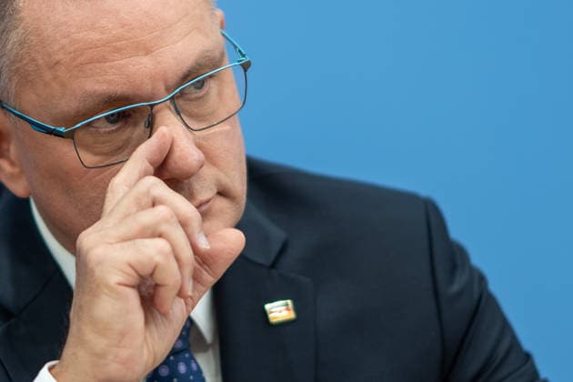 Tino Chrupalla, Federal Chairman of the AfD, during the Federal Press Conference in Berlin—a post-election analysis following the state elections in Mecklenburg-Western Pomerania and Berlin—Berlin, Germany, House of the Federal Press Conference