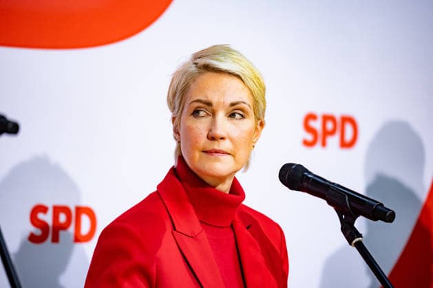Manuela Schwesig, the SPD s top candidate in Mecklenburg-Western Pomerania, at a press conference at the Willy Brandt House in Berlin on September 21, 2026: Reactions to the state elections in Mecklenburg-Western Pomerania and Berlin