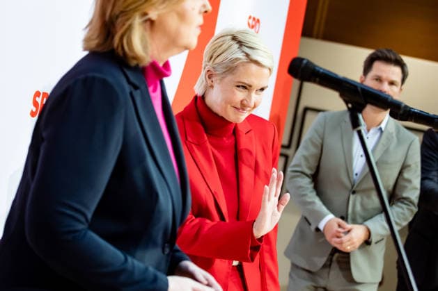 Manuela Schwesig, the SPD s lead candidate in Mecklenburg-Western Pomerania, at a press conference at the Willy Brandt House in Berlin on September 21, 2026: Reactions to the state elections in Mecklenburg-Western Pomerania and Berlin