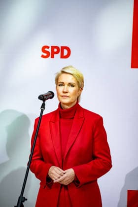 Manuela Schwesig, the SPD s lead candidate in Mecklenburg-Western Pomerania, at a press conference at the Willy Brandt House in Berlin on September 21, 2026: Reactions to the state elections in Mecklenburg-Western Pomerania and Berlin
