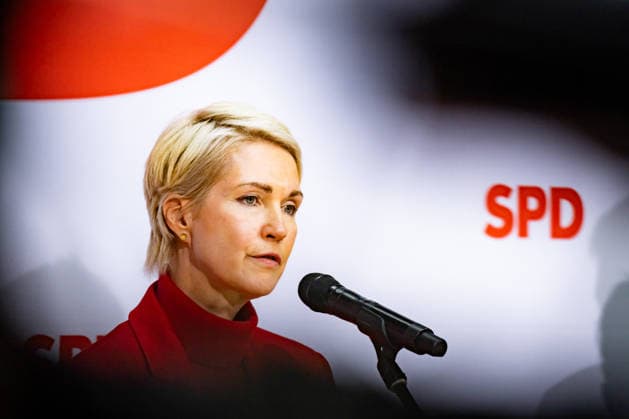 Manuela Schwesig, the SPD s top candidate in Mecklenburg-Western Pomerania, at a press conference at the Willy Brandt House in Berlin on September 21, 2026: Reactions to the state elections in Mecklenburg-Western Pomerania and Berlin