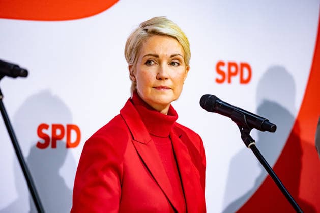 Manuela Schwesig, the SPD s top candidate in Mecklenburg-Western Pomerania, at a press conference at the Willy Brandt House in Berlin on September 21, 2026: Reactions to the state elections in Mecklenburg-Western Pomerania and Berlin