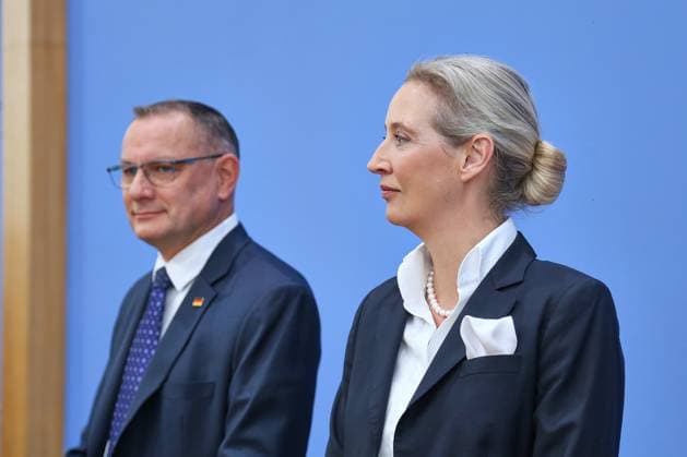 Berlin, Germany, September 21, 2026 Federal Press Conference: AfD—Impact of the State Elections in Berlin and Mecklenburg-Western Pomerania on Federal Politics; AfD Chairpersons Tino Chrupalla and Alice Weidel Copyright: xdtsxNachrichtenagenturx dts_135718