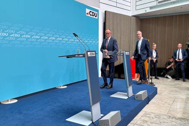 Berlin, Germany, September 21, 2026: Press conference at the Konrad Adenauer House, the CDU’s federal headquarters, following the state elections in Mecklenburg-Western Pomerania and Berlin. Federal Chancellor Friedrich Merz (CDU) and Stefan Evers, the CDU’s top candidate for Berlin. Copyright: xdtsxNachrichtenagenturx dts_135769