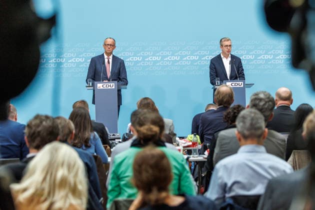 Press conference with the Chairman of the CDU of Germany and Federal Chancellor Friedrich Merz, Member of the Bundestag (MdB); the State and Parliamentary G