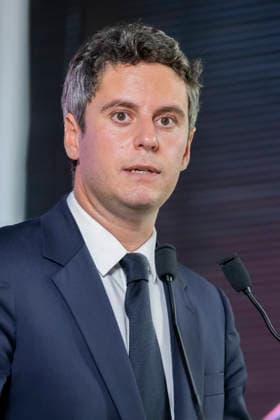 Paris, France September 21, 2026 - Press conference held by the Renaissance Party to announce new members of the campaign team for the upcoming presidential election. Gabriel Attal, the Renaissance Party candidate, is projected to receive 12 to 12.5 percent of the vote in the upcoming French presidential election, according to recent polls - Gabriel Attal POLITIQUE, ATTAL, RENAISSANCE,  Copyright: xVincentxIsorex