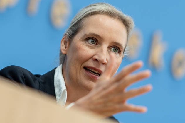 Alice Weidel, Federal Chairwoman of the AfD, during the Federal Press Conference in Berlin—a post-election analysis following the state elections in Mecklenburg-Western Pomerania and Berlin—Berlin, Germany, House of the Federal Press Conference