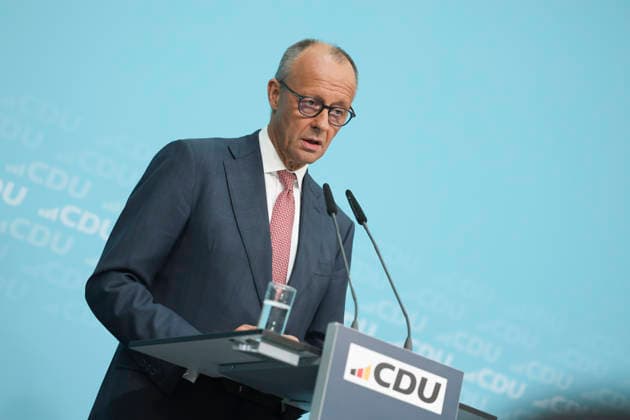 Federal Chancellor and CDU Party Chairman Friedrich Merz at a press conference following the state elections in Berlin and Mecklenburg-Western Pomerania at the Konrad Adenauer House on September 21, 2026, in Berlin; Friedrich Merz at a press conference following the state elections in Berlin