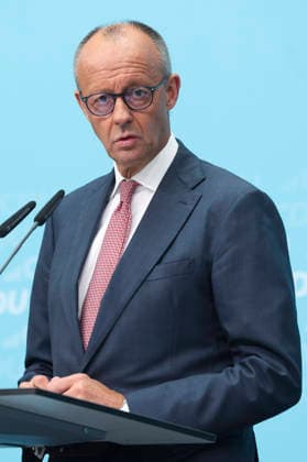 Federal Chancellor and CDU Party Chairman Friedrich Merz at a press conference following the state elections in Berlin and Mecklenburg-Western Pomerania at the Konrad Adenauer House on September 21, 2026, in Berlin; Friedrich Merz at a press conference following the state elections in Berlin