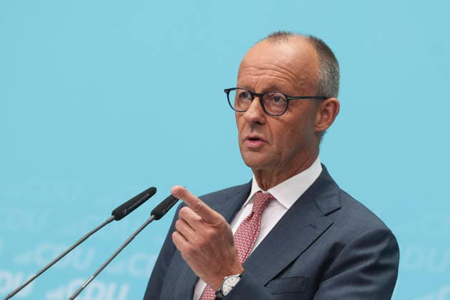 Federal Chancellor and CDU Party Chairman Friedrich Merz at a press conference following the state elections in Berlin and Mecklenburg-Western Pomerania at the Konrad Adenauer House on September 21, 2026, in Berlin; Friedrich Merz at a press conference following the state elections in Berlin
