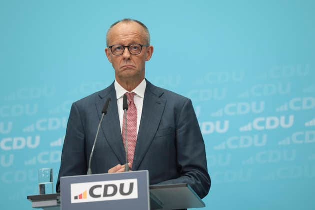 Federal Chancellor and CDU Party Chairman Friedrich Merz at a press conference following the state elections in Berlin and Mecklenburg-Western Pomerania at the Konrad Adenauer House on September 21, 2026, in Berlin; Friedrich Merz at a press conference following the state elections in Berlin