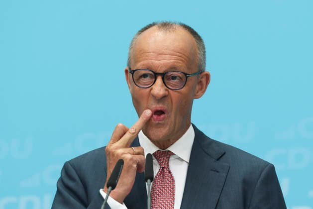 Federal Chancellor and CDU Party Chairman Friedrich Merz at a press conference following the state elections in Berlin and Mecklenburg-Western Pomerania at the Konrad Adenauer House on September 21, 2026, in Berlin; Friedrich Merz at a press conference following the state elections in Berlin