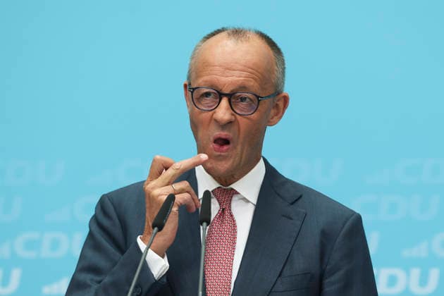 Federal Chancellor and CDU Party Chairman Friedrich Merz at a press conference following the state elections in Berlin and Mecklenburg-Western Pomerania at the Konrad Adenauer House on September 21, 2026, in Berlin; Friedrich Merz at a press conference following the state elections in Berlin